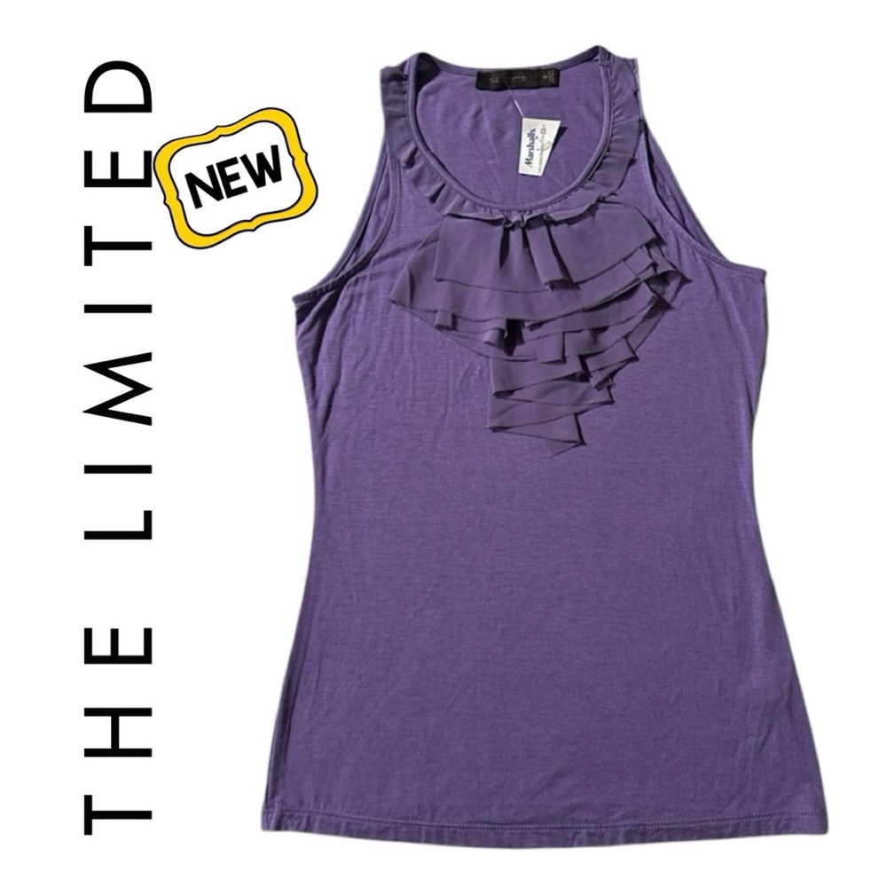 New THE LIMITED Purple Ruffle Sleeveless Tank Top Blouse Suit Shell Women’s XS